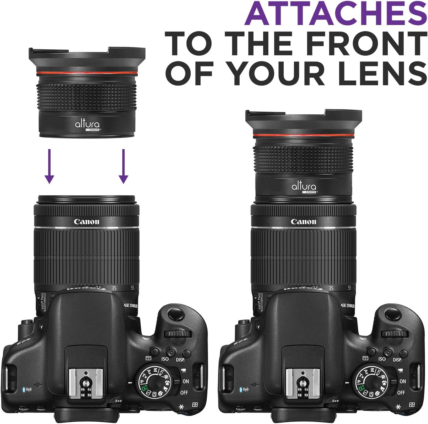 Altura Photo 58MM 0.35x Fisheye Wide Angle Lens (w/Macro Portion) for DSLR Cameras EOS Rebel 70D 77D 80D 90D T8i T7 T7i T6i T6s T6 T5i T5 T4i T3i T100 SL1 SL2 SL3 - Image 4