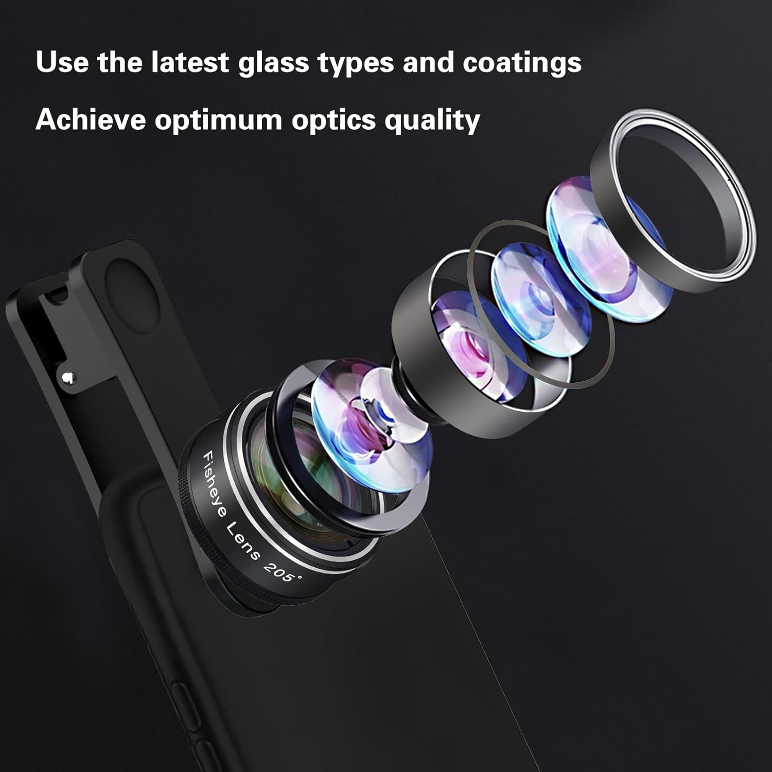 Phone Camera Lens, Godefa 3 in 1 Phone Lens kit-205° Fisheye Lens + Macro Lens + 120° Wide Angle Lens,Clip on Cell Phone Camera Lens Kits Compatible with iPhone,Most Smartphones - Image 2